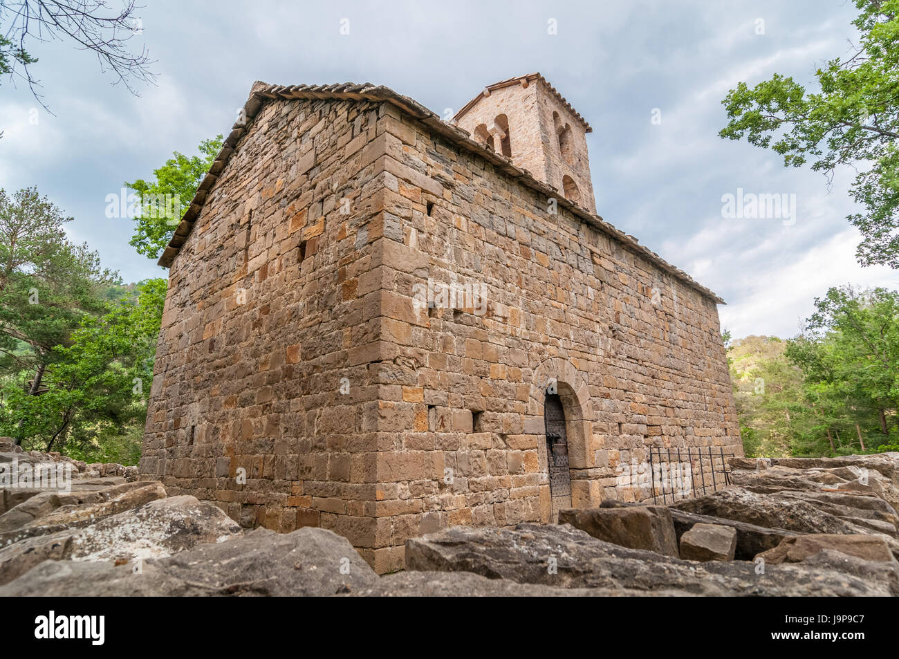 Sant Sadurni Rotgers Church, église romane, XI siècle, près de Borredà, Catalogne, Espagne Banque D'Images