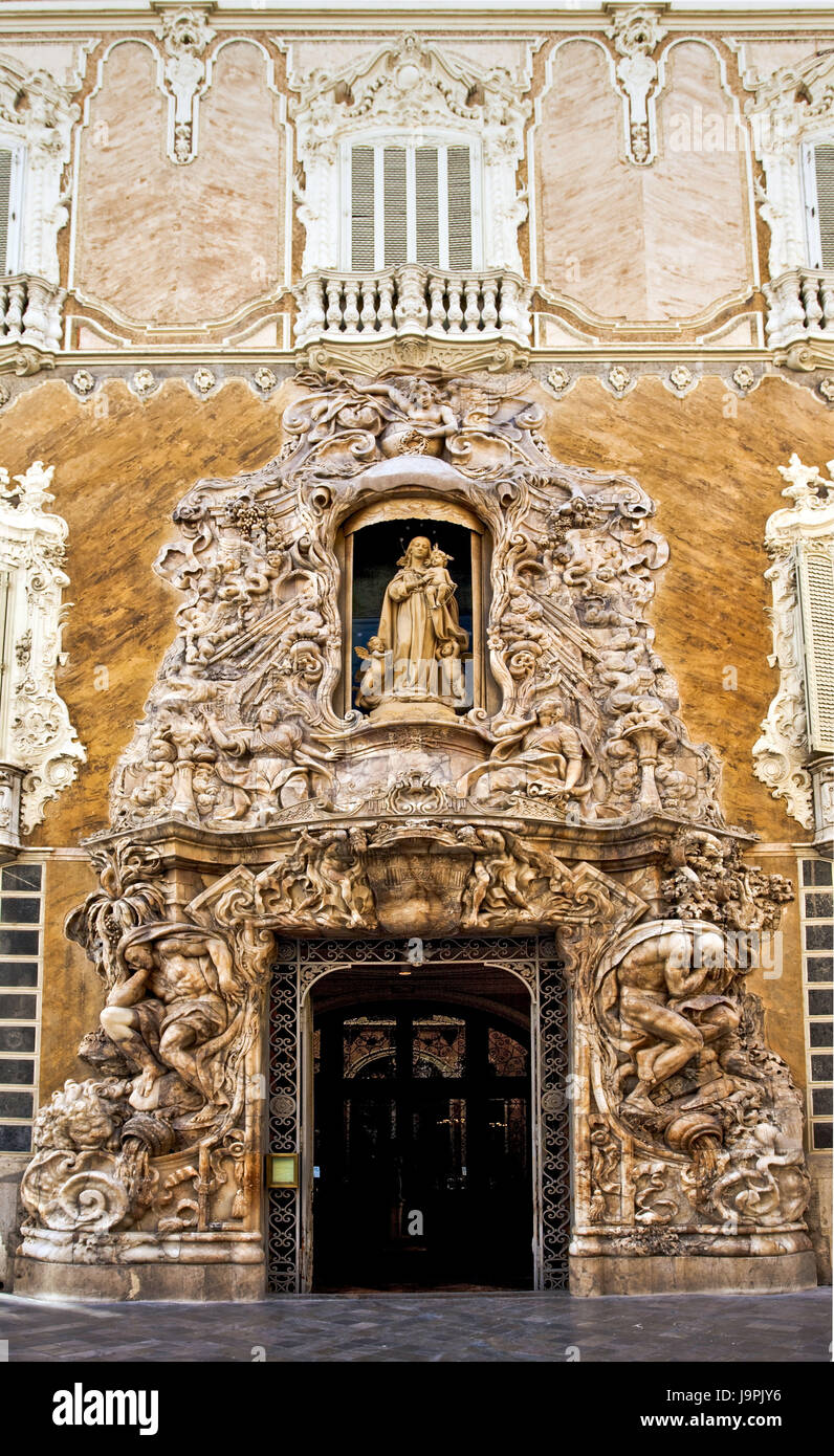 Espagne,Valence,Palacio del Marqués de Dos Aguas, détail,façade, Banque D'Images