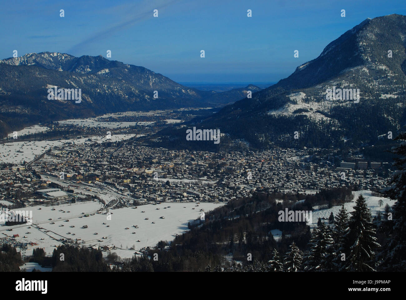 Allemagne, Bavière Garmisch-Partenkirchen,hiver,vue,lieu,de Werdenfels,sports d'hiver,région,sommaire, Banque D'Images