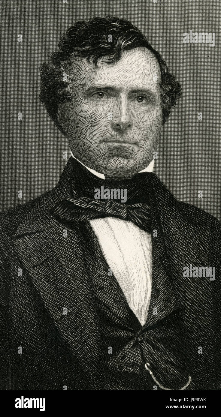 C Antique1860 gravure, Franklin Pierce. Franklin Pierce (1804-1869) a été le 14e président des États-Unis (1853Ð57). SOURCE : gravure originale. Banque D'Images