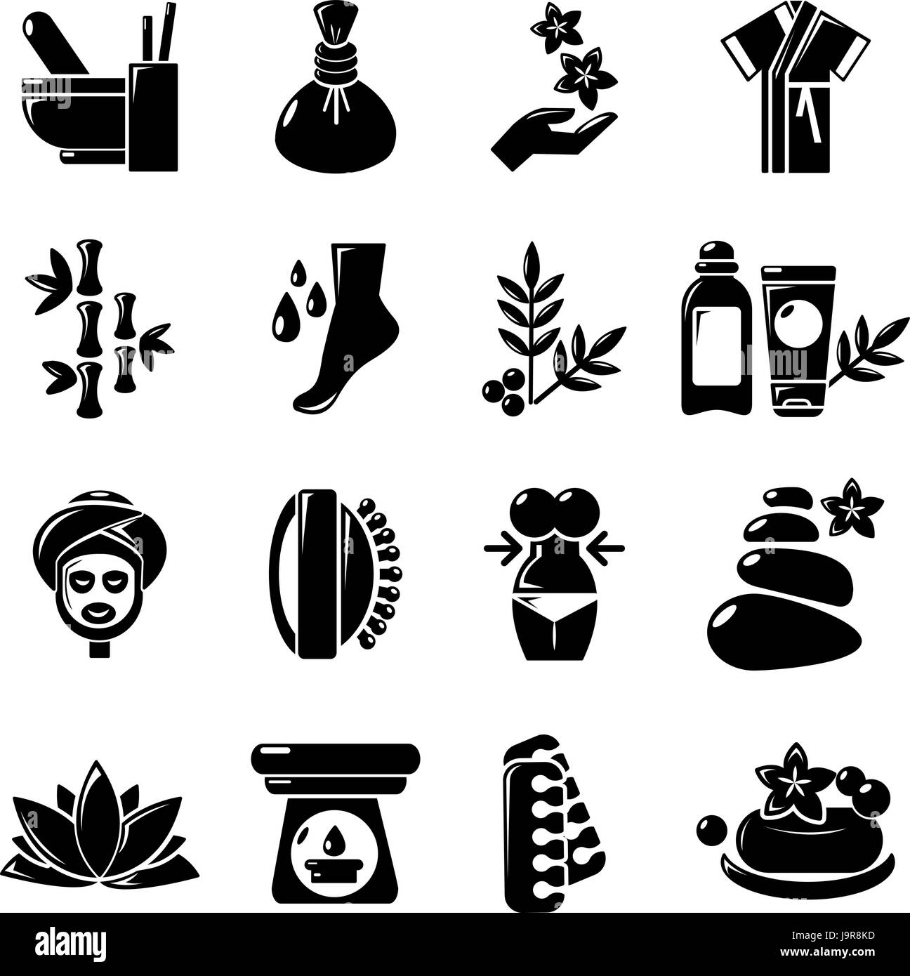 Spa salon icons set, le style simple Illustration de Vecteur