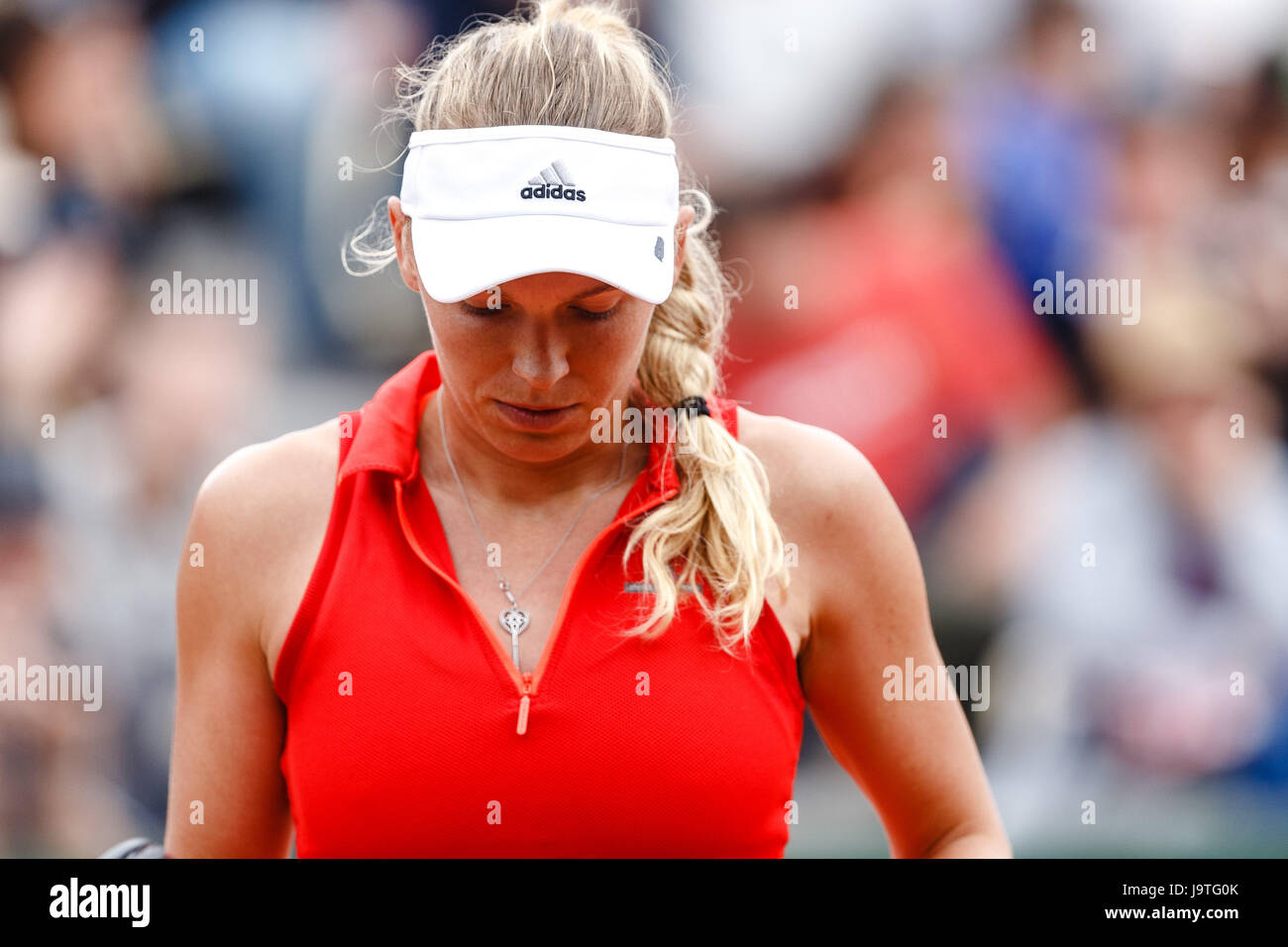 Paris, France, 3 juin 2017 : Caroline Wozniacki joueur danois est en action au cours de son 3e tour à l'Open de France de Tennis 2017 à Roland Garros Paris. Crédit : Frank Molter/Alamy Live News Banque D'Images