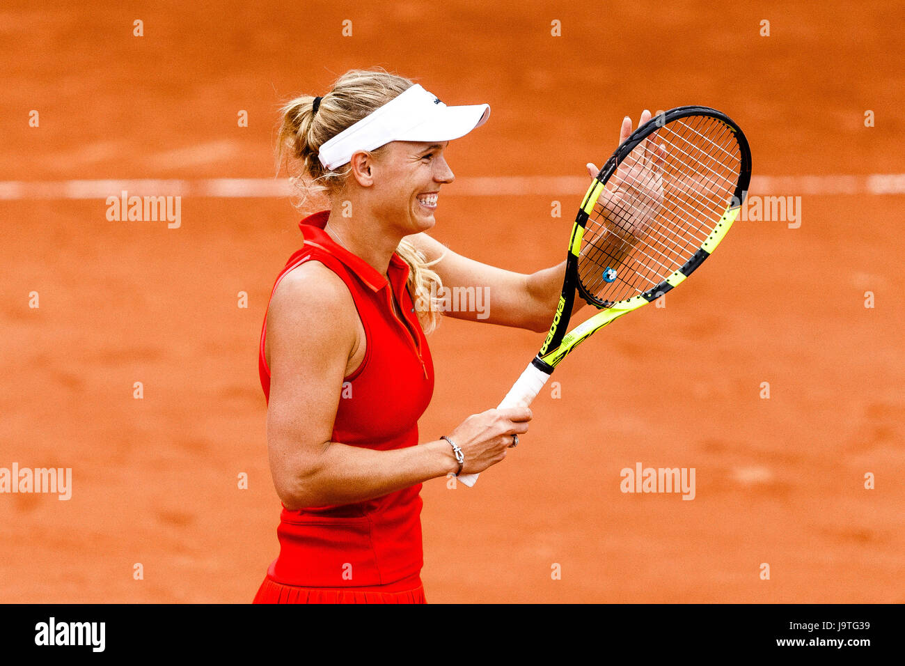 Paris, France, 3 juin 2017 : Caroline Wozniacki joueur danois est en action au cours de son 3e tour à l'Open de France de Tennis 2017 à Roland Garros Paris. Crédit : Frank Molter/Alamy Live News Banque D'Images