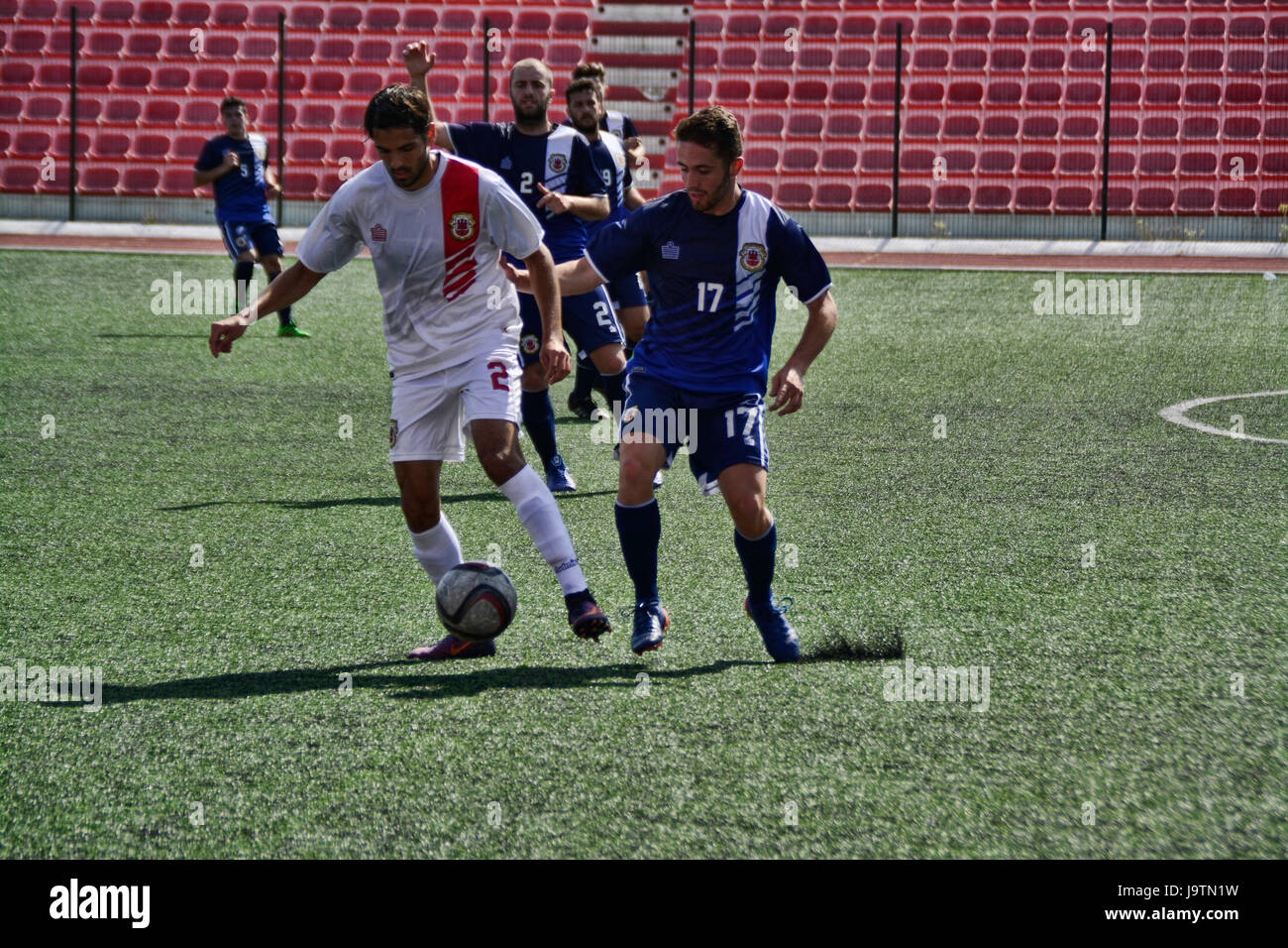 Gibraltar. 06Th Juin, 2017. L'équipe nationale de Gibraltar a joué contre une équipe nationale des moins de 21 ans en préparation pour les prochaines rencontres internationales pour les deux parties. Le match a eu lieu au Victoria Stadium à Gibraltar avant leur départ pour Porto, Portugal la semaine prochaine pour jouer à Chypre. Les moins de 21 ans jouer Autriche Crédit : Stephen Ignacio/Alamy Live News Banque D'Images