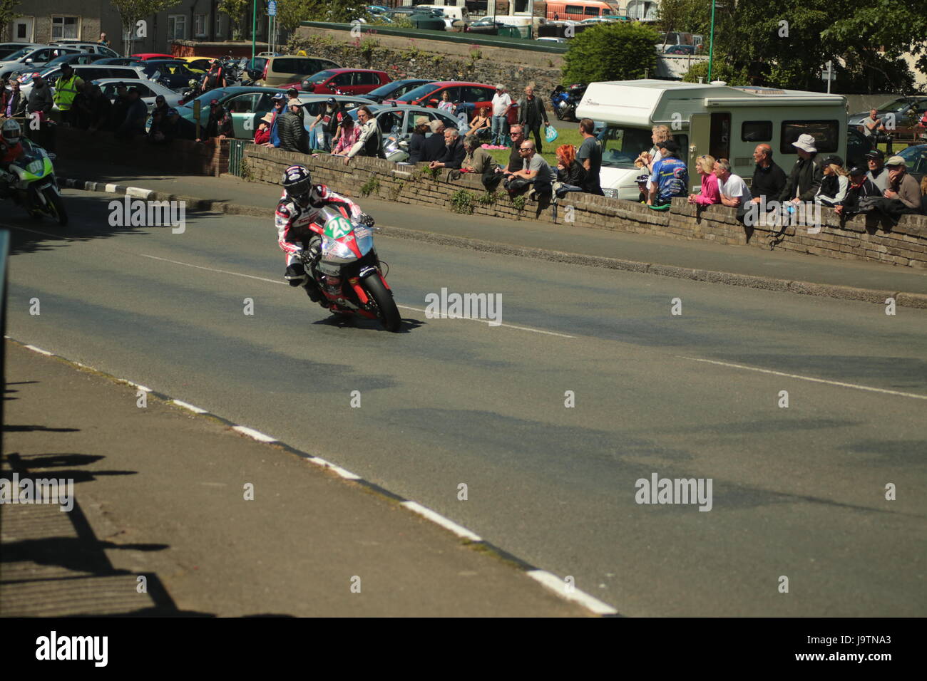 Île de Man TT Races, side-car, Supersport/légèreté/Nouveaux arrivants (tous les cours) séance de qualification et la pratique de la race. Samedi, 3 juin 2017. 26 Xavier Denis sur sa Kawasaki léger de l'équipe de course sur route Optimark. Credit : Eclectic Art et photographie/Alamy Live News. Banque D'Images