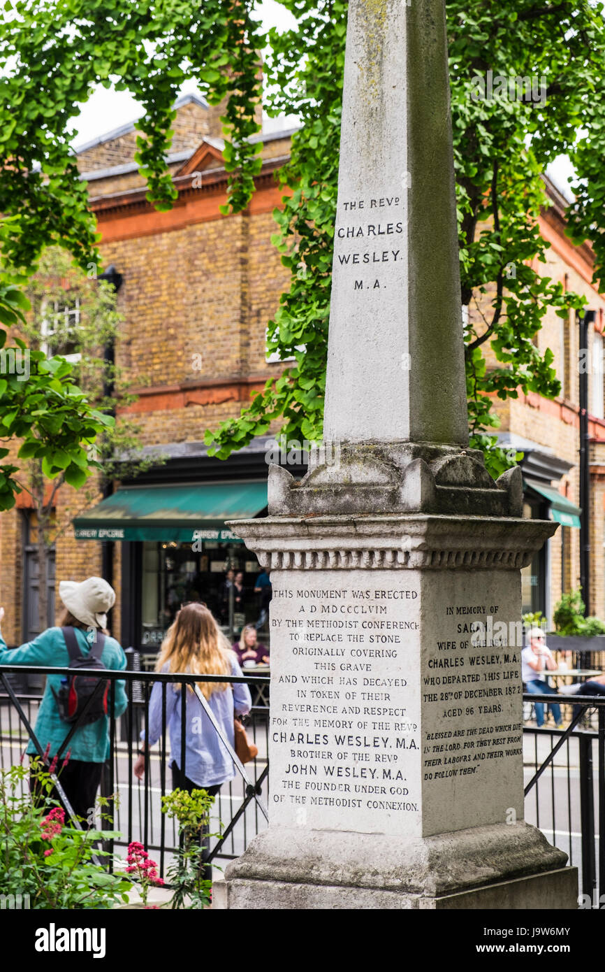 Lieu de sépulture de Charles Wesley frère de John Wesley le ministre méthodiste, Marylebone, Londres, Angleterre, Royaume-Uni Banque D'Images