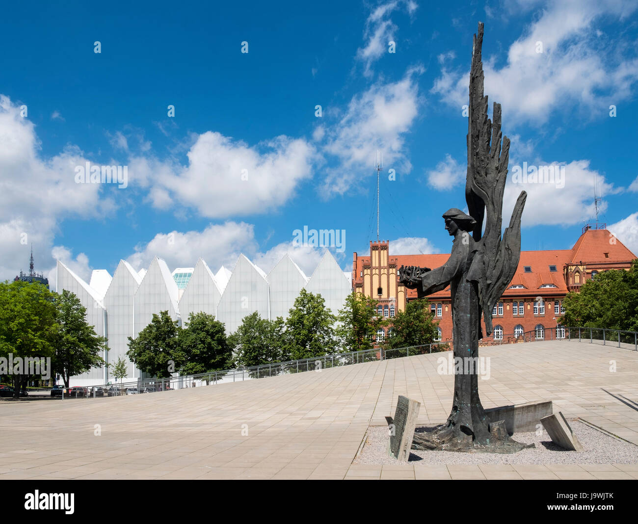 Ange de monument de la liberté à Plac Solidarnosci Szczecin, Pologne Banque D'Images