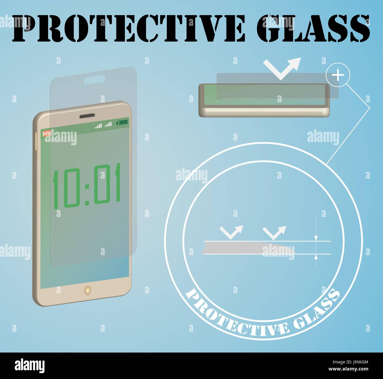 La publicité de bannière pour verre de protection pour les smartphones. Illustration de Vecteur