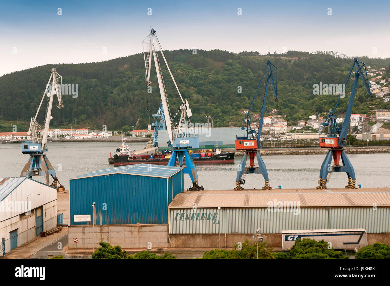 Port de marchandises, Ferrol, La Corogne province, région de la Galice, Espagne, Europe Banque D'Images