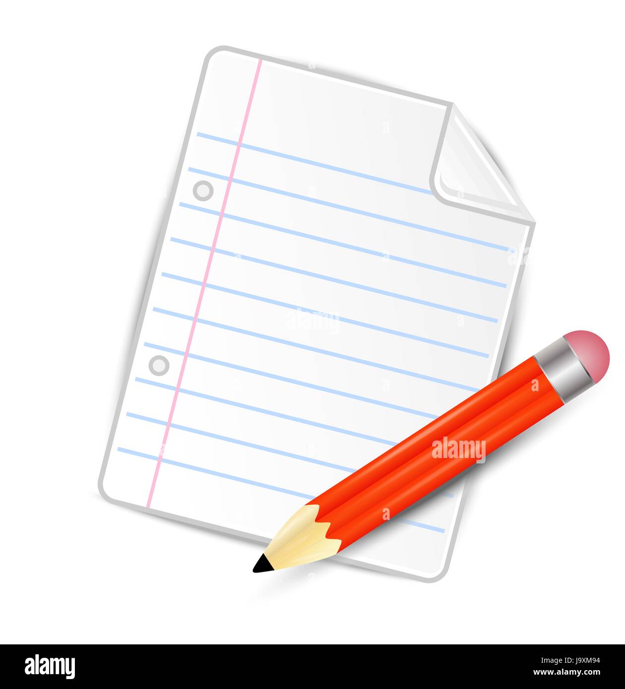 Feuille de papier et crayon, arrière-plan d'une conception, vector  illustration Image Vectorielle Stock - Alamy