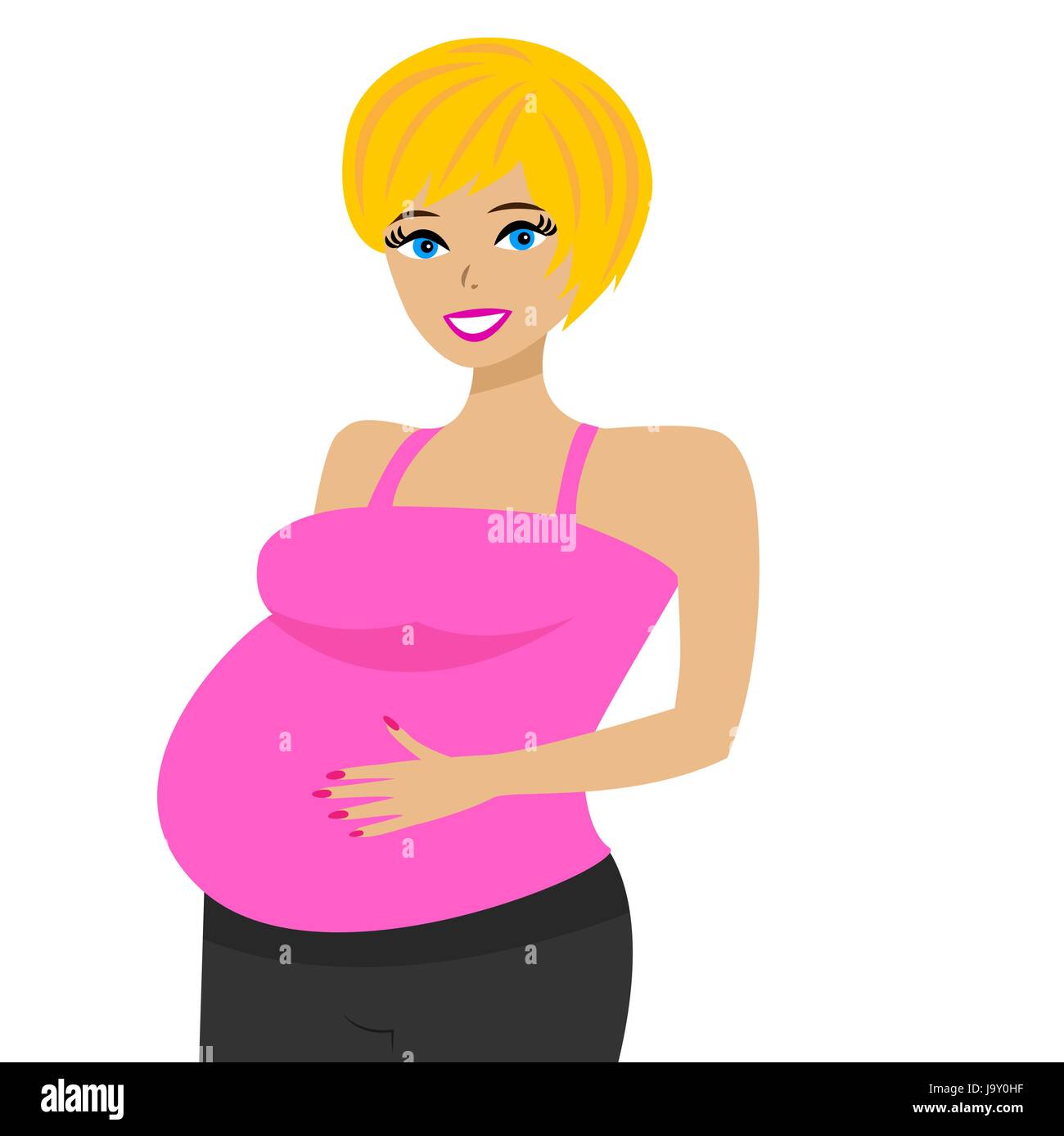 Jeune femme enceinte sur fond blanc, vector illustration Illustration de Vecteur