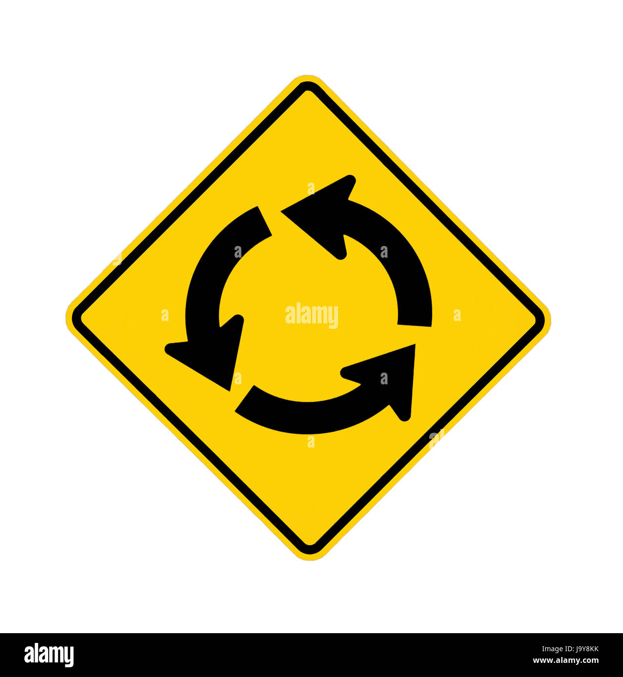 Rond point avec panneau de signalisation Banque d'images détourées - Alamy