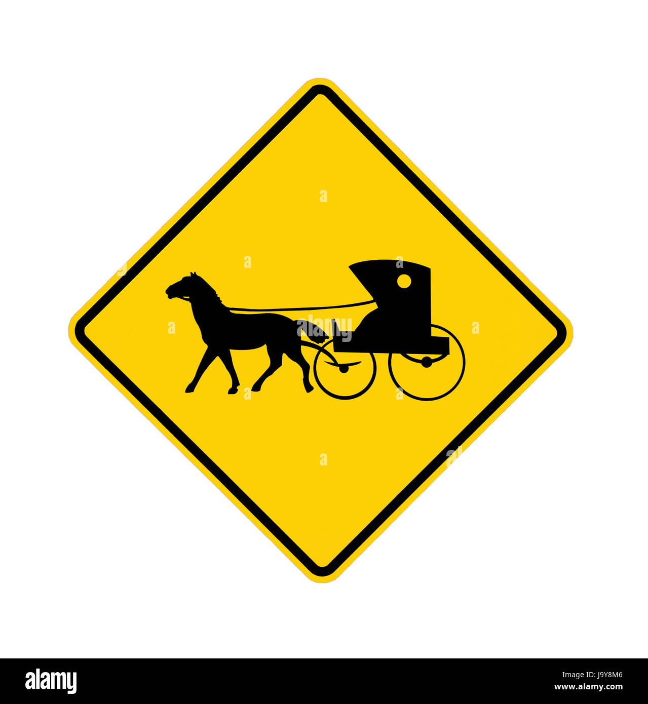 Panneau routier - Cheval et buggy Amish Banque D'Images