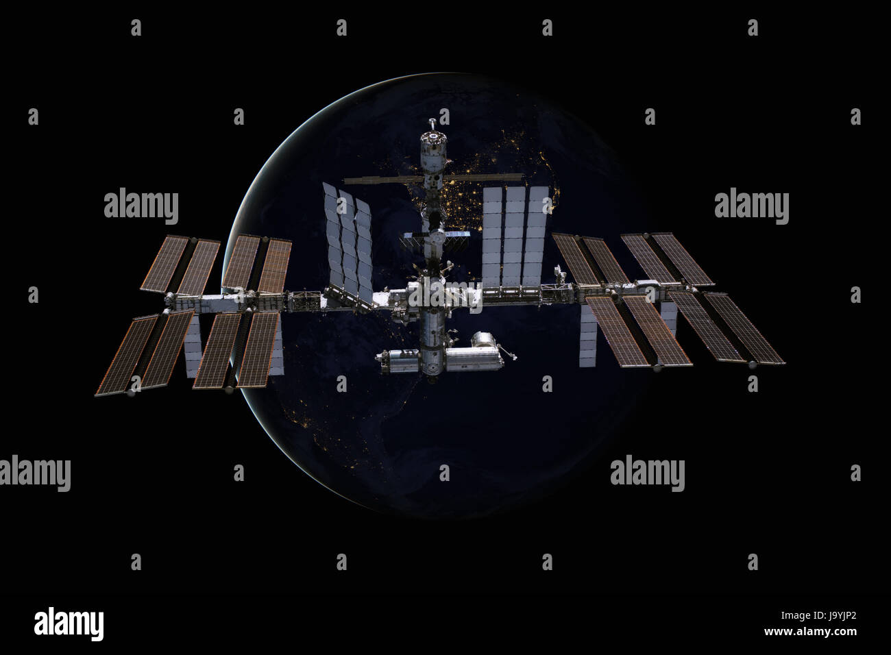 Station spatiale internationale au cours de la planète Terre. Éléments de cette image fournie par la NASA. Banque D'Images