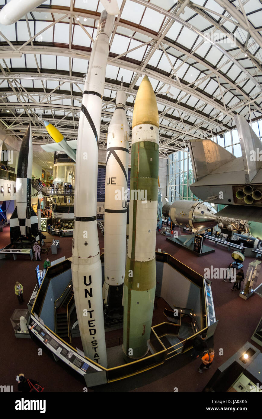 Milsetones vol Boeing de Hall, le National Air and Space Museum, Washington D.C., USA (fisheye) Banque D'Images