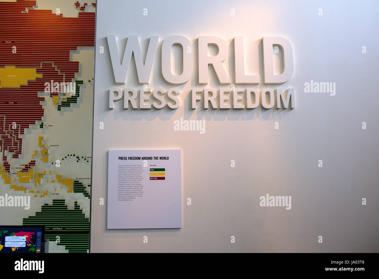 Exposition mondiale de la liberté de la presse au Newseum, Pennsylvania Avenue, Washington, DC, USA Banque D'Images