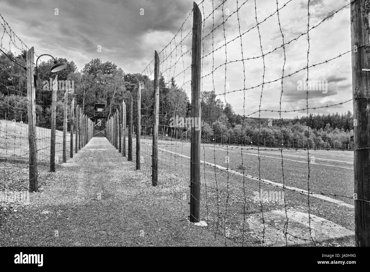 Camp de concentration Vojna est un musée en plein air près de Pribram, en République tchèque, où étaient détenus des prisonniers d'État dans la période communiste de la cou Banque D'Images