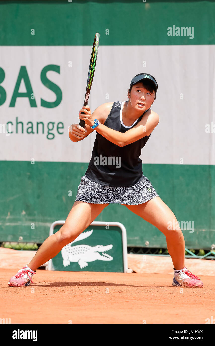 Paris, France. 4 juin, 2017. Anri Nagata (JPN) Tennis : Anri Nagata du Japon au cours de la jeune fille des célibataires premier tour du tournoi de tennis contre Elena Rybakina de Russie à la Roland Garros à Paris, France . Credit : AFLO/Alamy Live News Banque D'Images