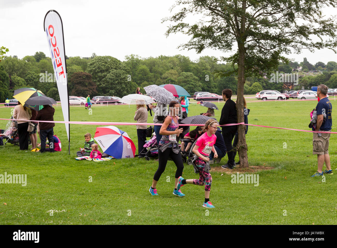 Abington, Northampton, Royaume-Uni 4 juin 2017. 5k de la recherche sur le cancer pour la vie, marcher, courir ou courir, 1700 arrivants pour cette après-midi événement qui serpente à travers Abington Park couvrant tous les domaines du parc pittoresque qui a débuté à 13 h. Credit : Keith J Smith./Alamy Live News. Banque D'Images