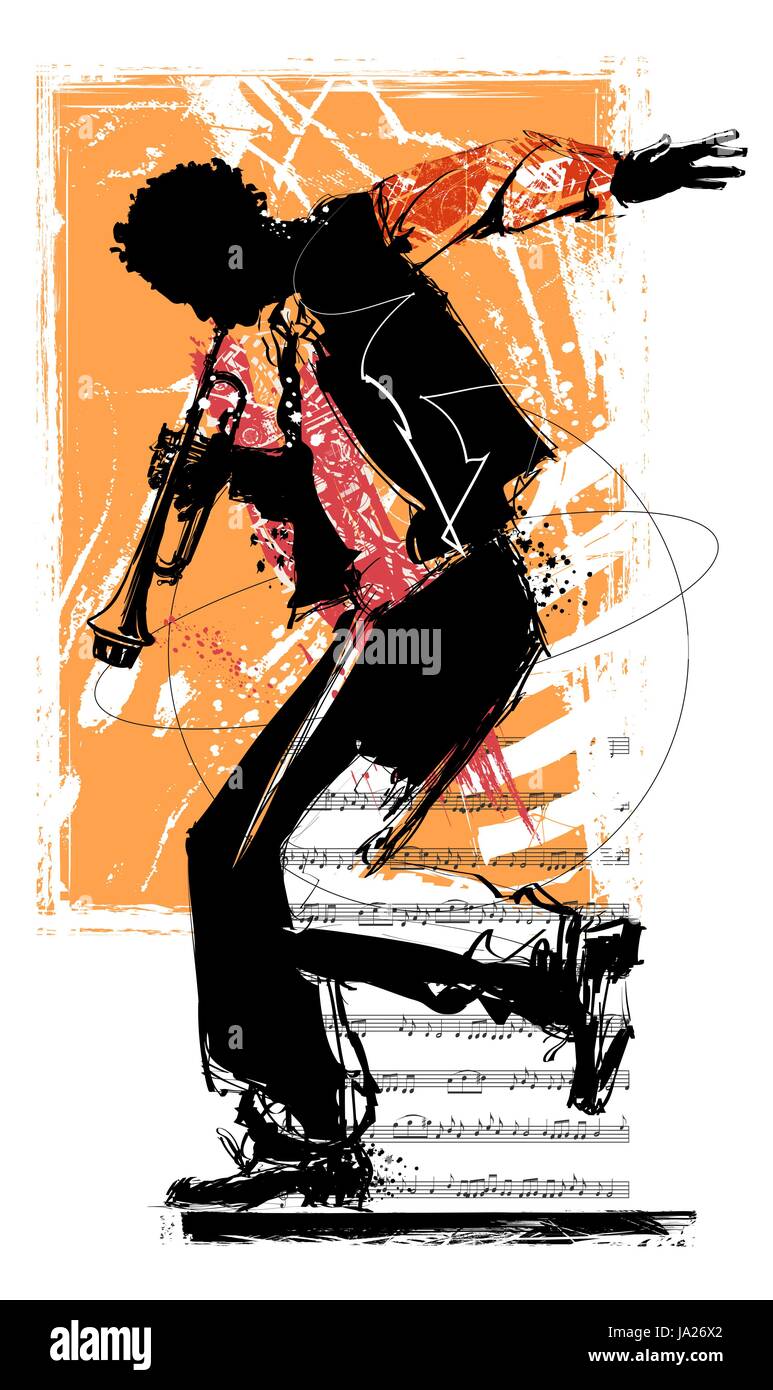 Le trompettiste de jazz - vector illustration Illustration de Vecteur