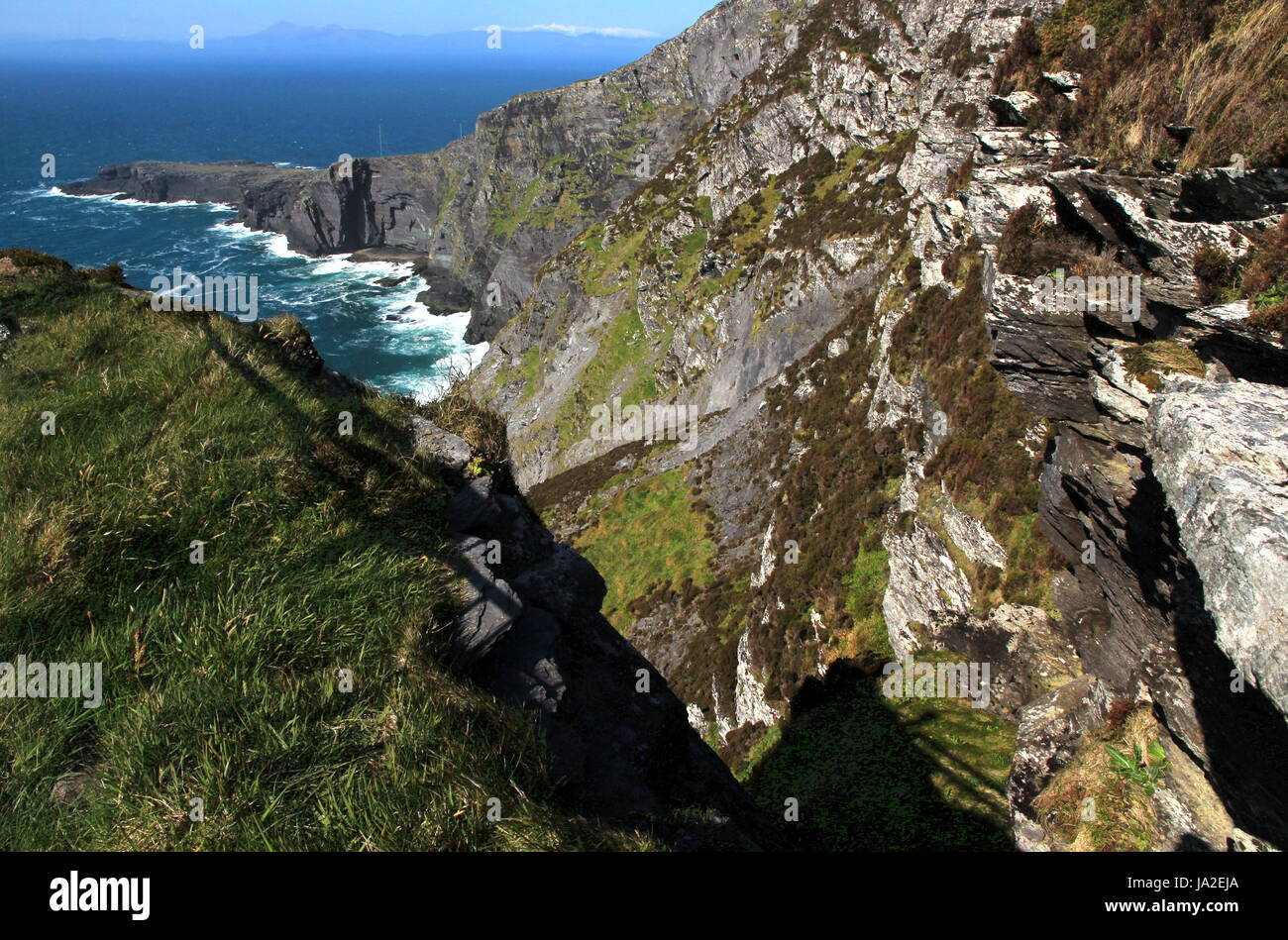 Voir à l'fogher cliffs,valentia Islande / Irlande Banque D'Images