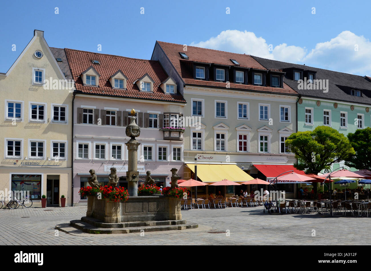 Maison, édifice, gastronomie, façade, fontaine, Marienplatz, maison, édifice, Banque D'Images