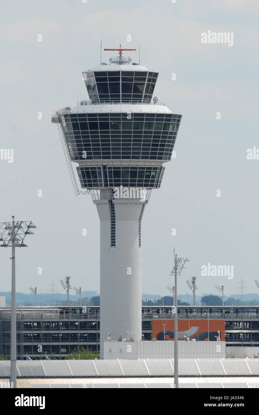 La Bavière, visiteurs, touristes, Munich, tour de contrôle, d'avions, l'été, Banque D'Images