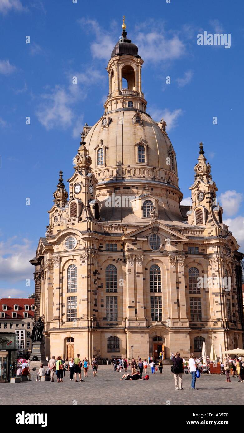L'église, baroque, Dresde, evangelic, saint, bleu, femme, femmes, de l'église, Banque D'Images