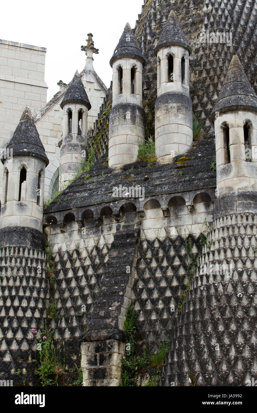 France, vallée, abbaye, cheminée, gouttière, de ramonage de cheminée, fumée, tabac, Banque D'Images