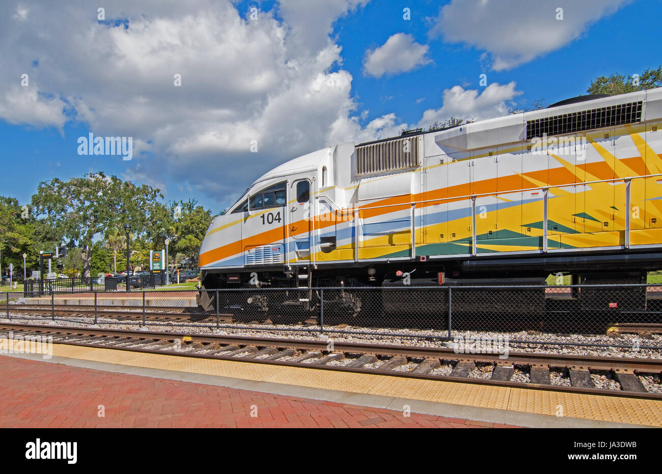 Winter Park soleil de Floride à la station de train Rail rail transport transit de masse Banque D'Images