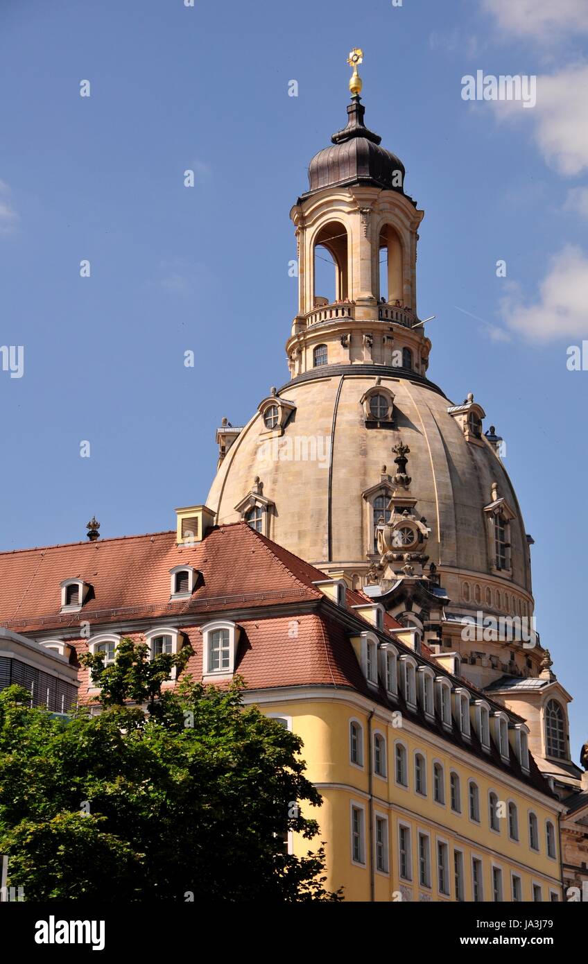 L'église, baroque, Dresde, evangelic, saint, bleu, femme, femmes, de l'église, Banque D'Images
