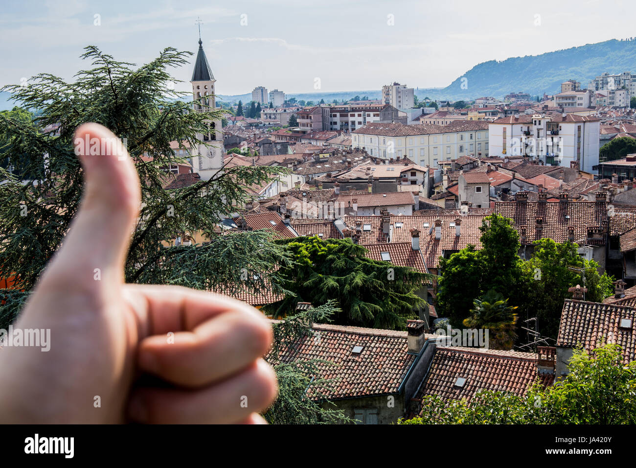 Vue de la ville de Gorizia avec OK Banque D'Images