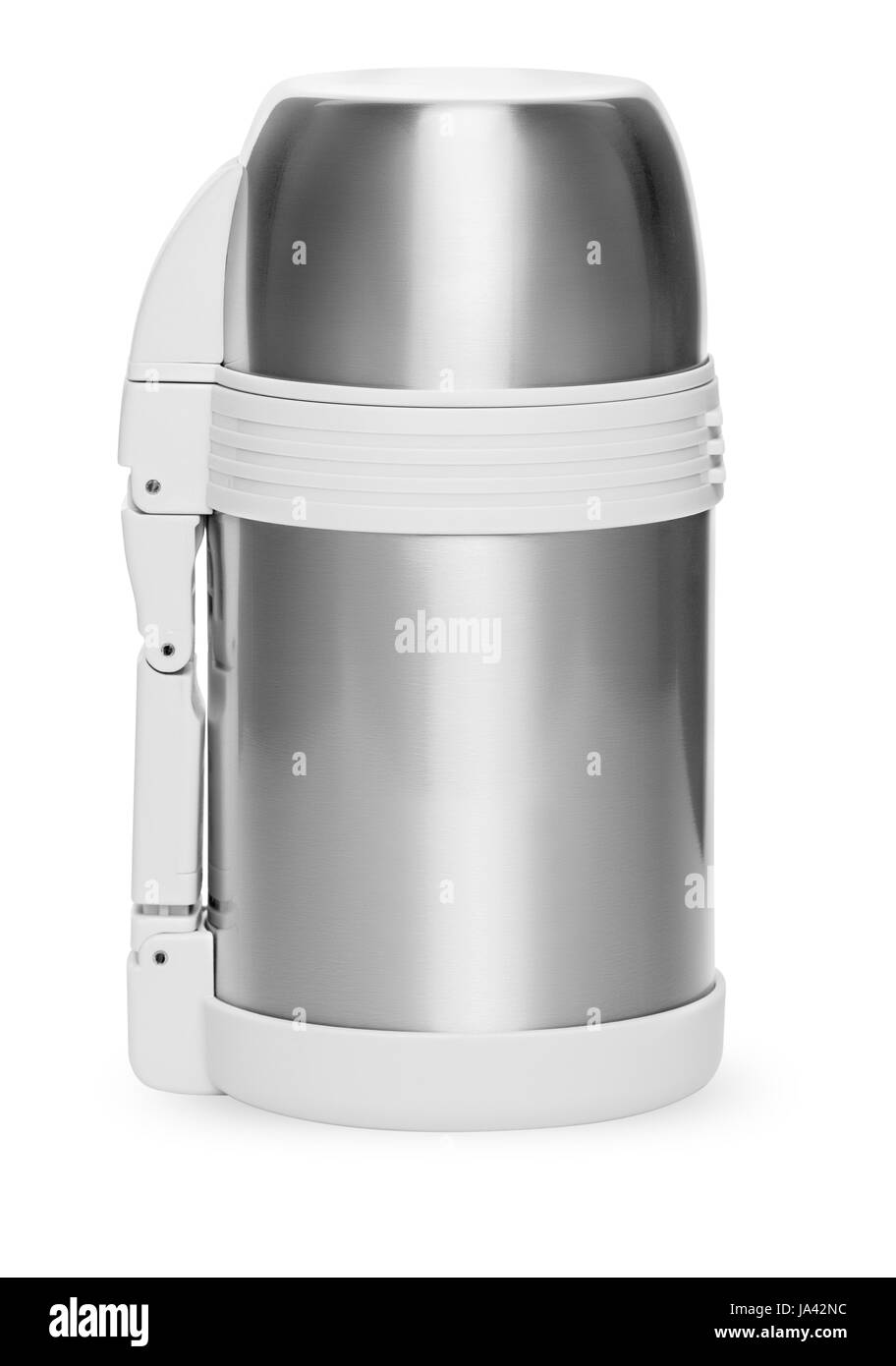Collection thermos métal isolé sur fond blanc Banque D'Images