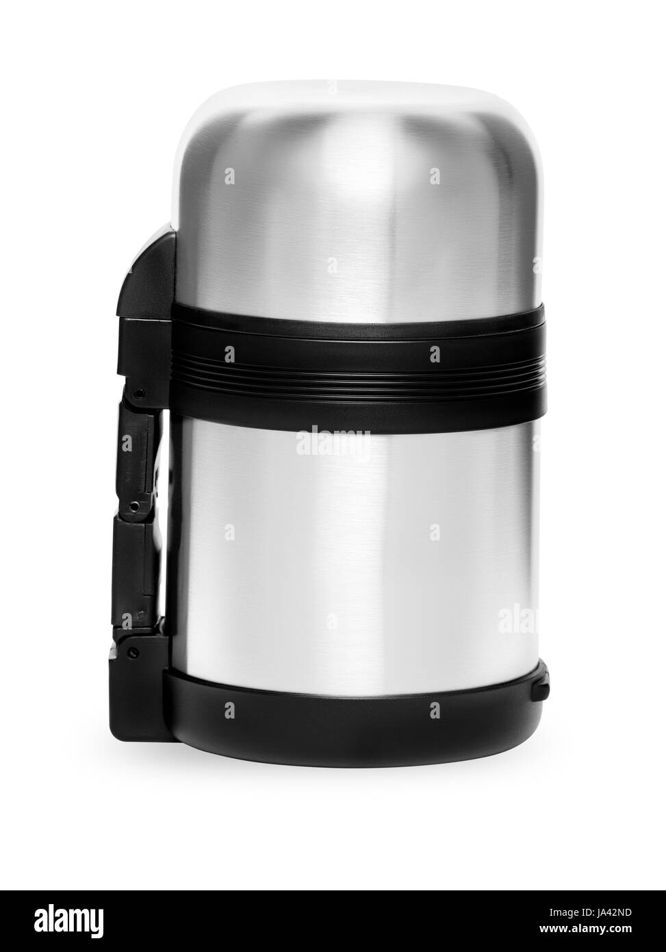 Collection thermos métal isolé sur fond blanc Banque D'Images