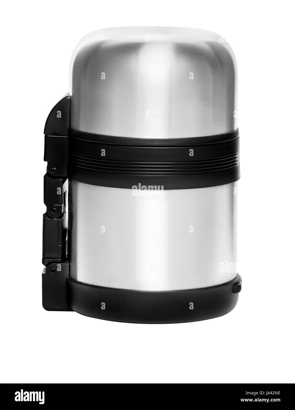 Collection thermos métal isolé sur fond blanc Banque D'Images