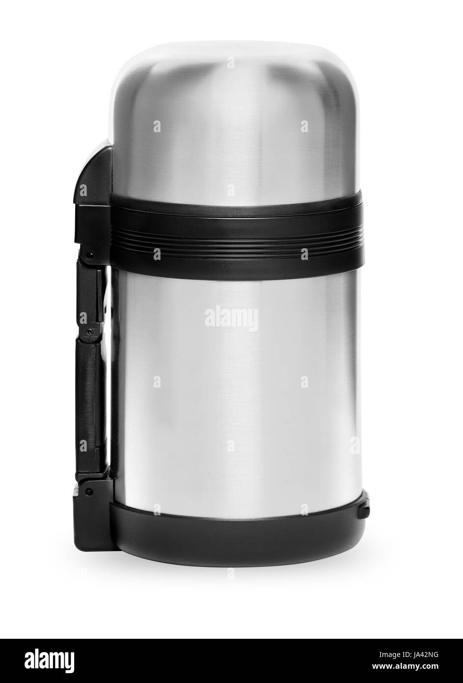 Collection thermos métal isolé sur fond blanc Banque D'Images