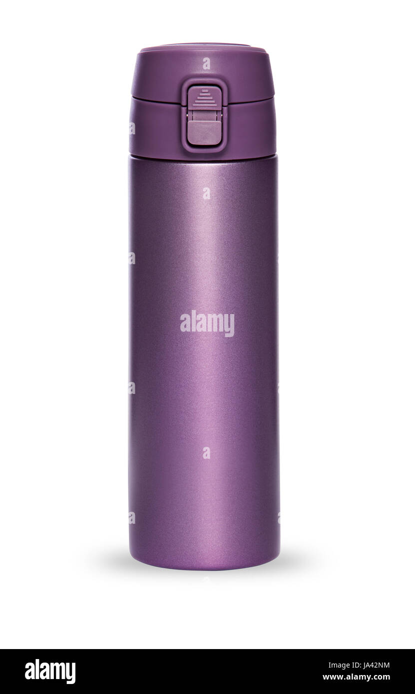 Purple collection thermos isolé sur fond blanc Banque D'Images