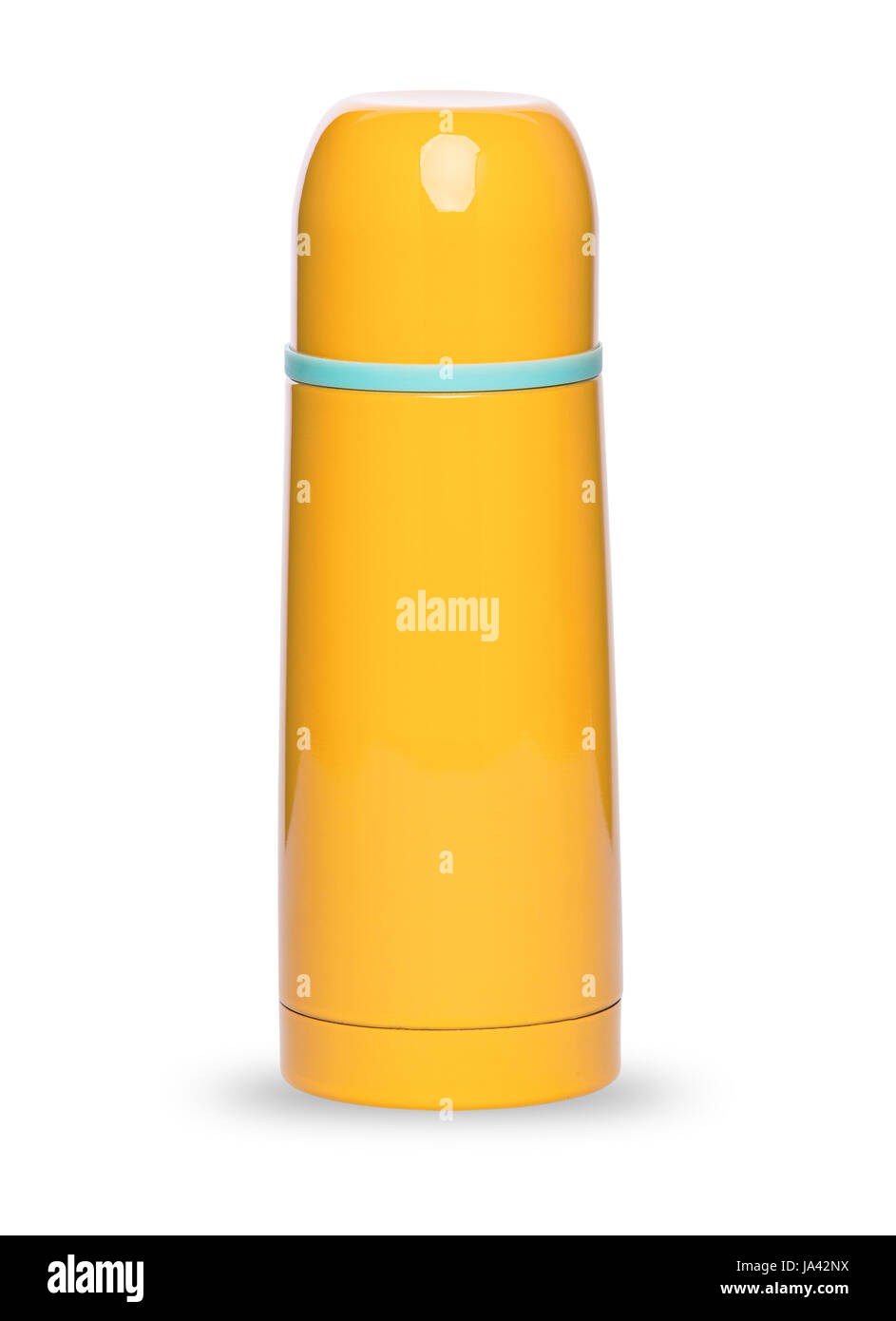 Metal collection thermos jaune isolé sur fond blanc Banque D'Images