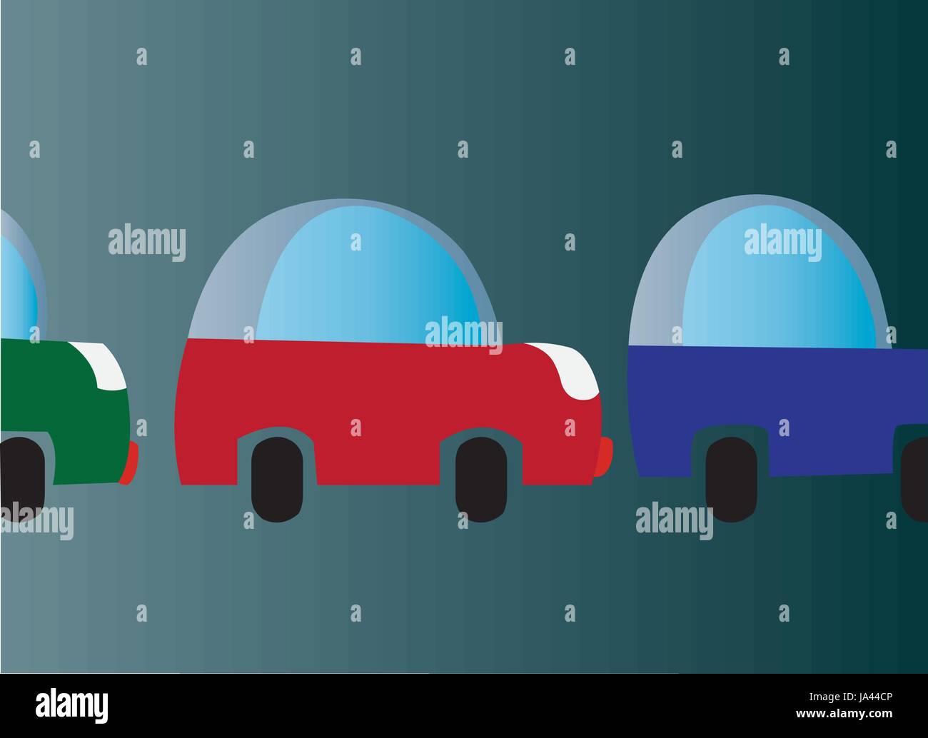Voitures dans un embouteillage, Illustration de Vecteur