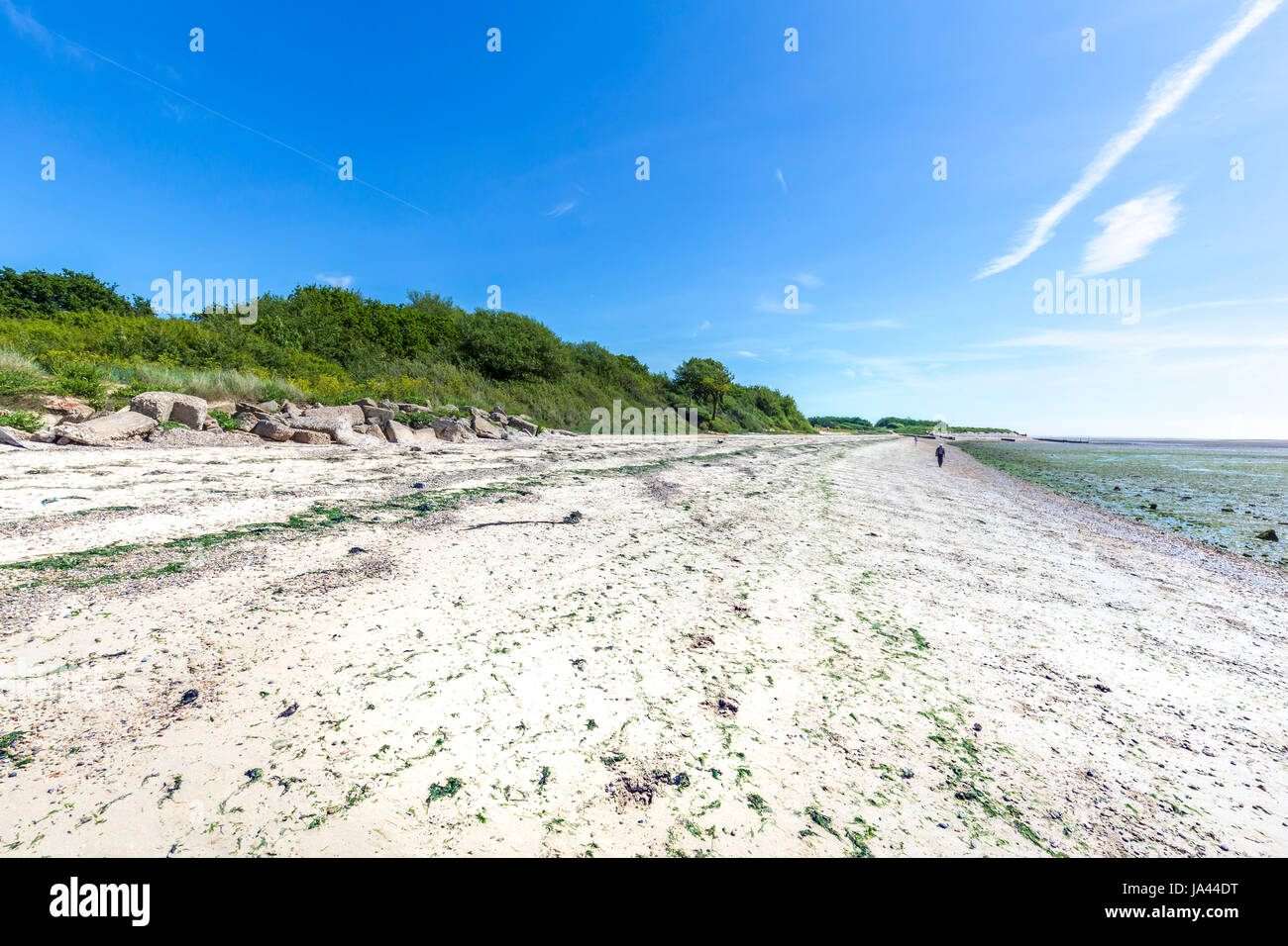 La plage de sable à l'Est, dans l'Essex MERSEA Banque D'Images