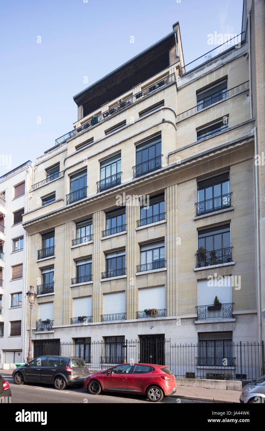Bloc d'appartement18 bis rue Henri Heine, Paris, France Banque D'Images