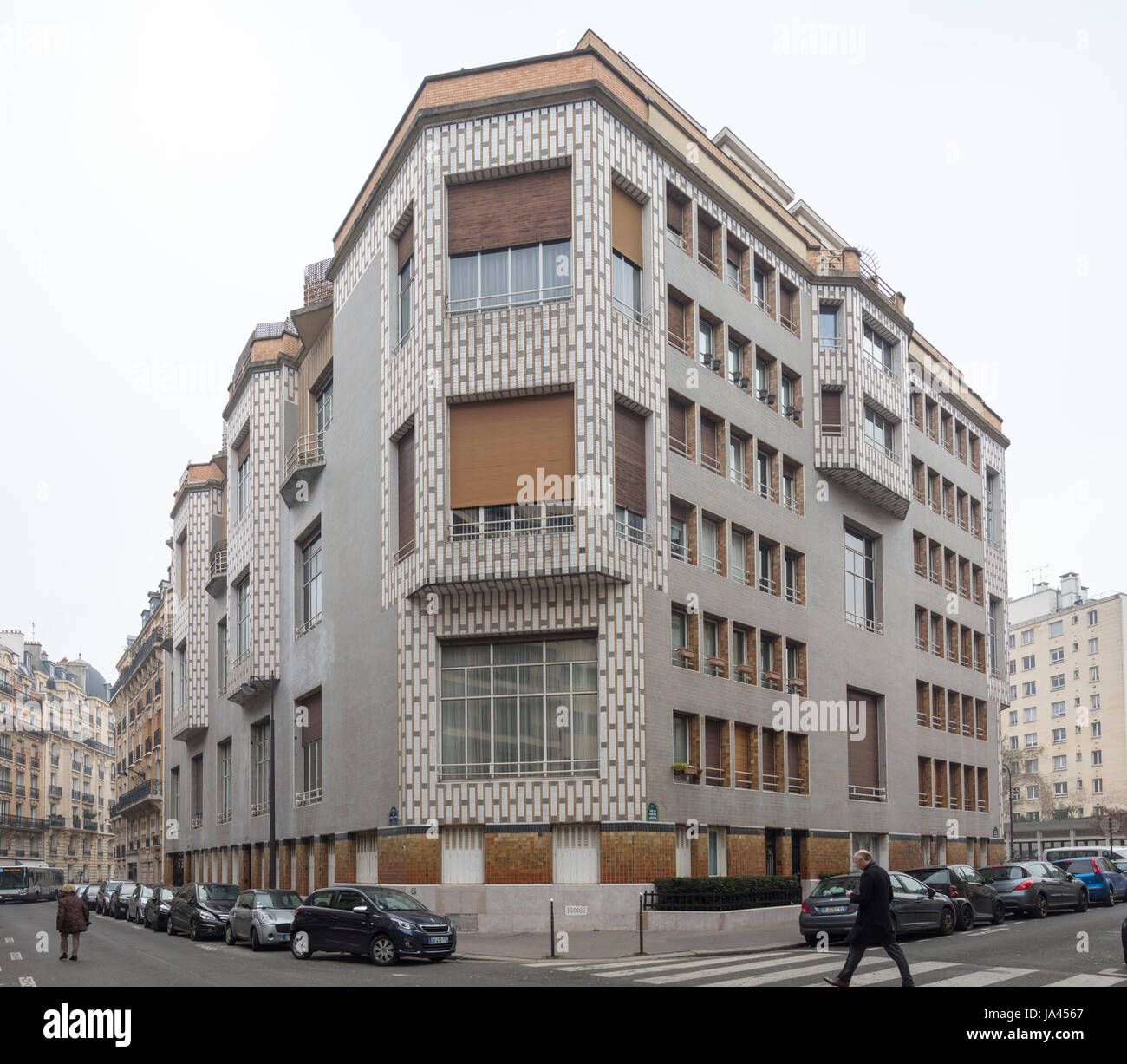Studio Building par l'architecte Henri Sauvage (1926-1928), 65 rue La Fontaine, Auteuil, Paris, France Banque D'Images