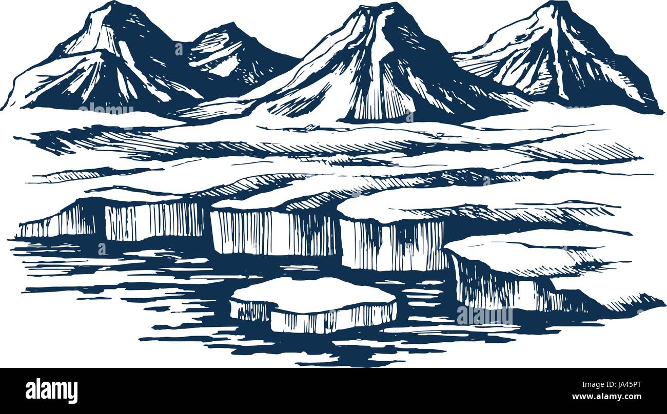 Les montagnes de l'Islande sur l'île Illustration de Vecteur