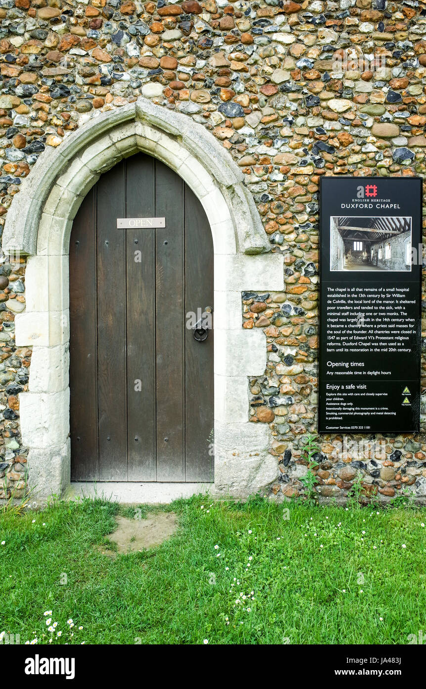 Chapelle de Duxford en Whittlesford, Cambridgeshire. C'est une chapelle qui Chantry c14 peut être utilisé comme une léproserie. English Heritage Run. Banque D'Images