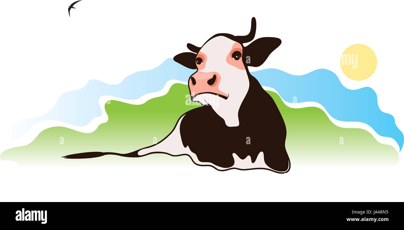 Vache dans le pré, vector illustration Banque D'Images