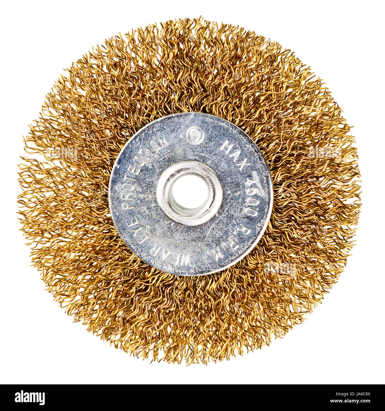 Brosse métallique en acier rond isolé sur fond blanc Banque D'Images