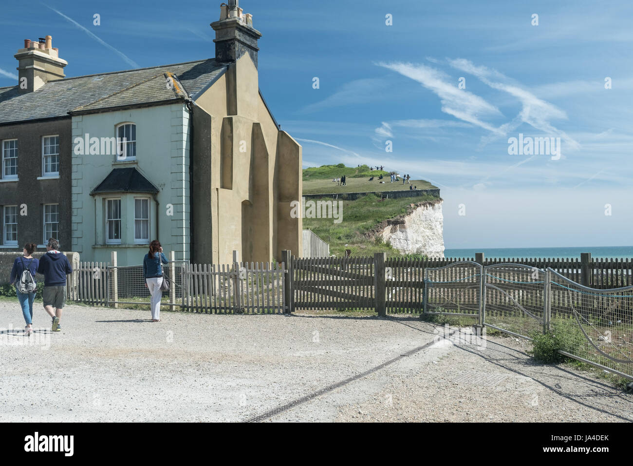 Chalet sur le bord de la falaise à Urrugne, Eastbourne Banque D'Images