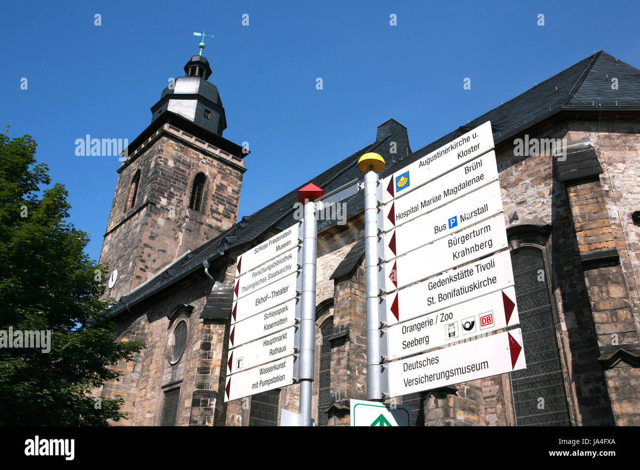 Signe, signal, blue, historique, l'église, la vieille ville, balises, Thuringe, Banque D'Images