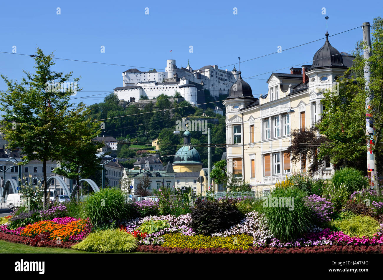 Maison, immeuble, fleur, fleurs, plantes, façade, vue sur la ville, château, Château, Banque D'Images
