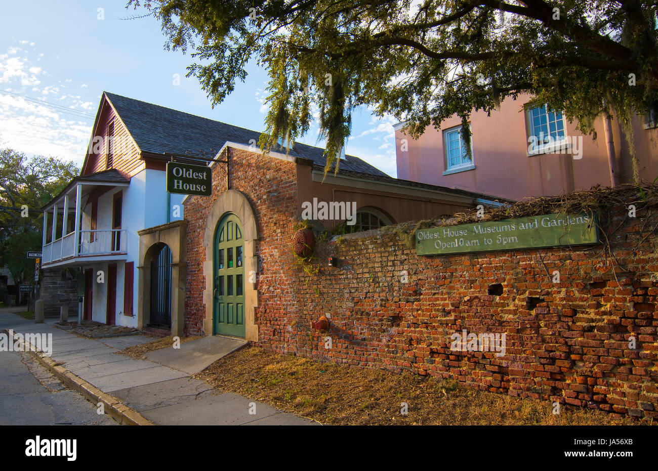 USA, St Augustine en Floride plus ancienne ville de nation la plus ancienne maison Gonzalez-Alverez House en 1650 sur la rue agriculteurs St Banque D'Images